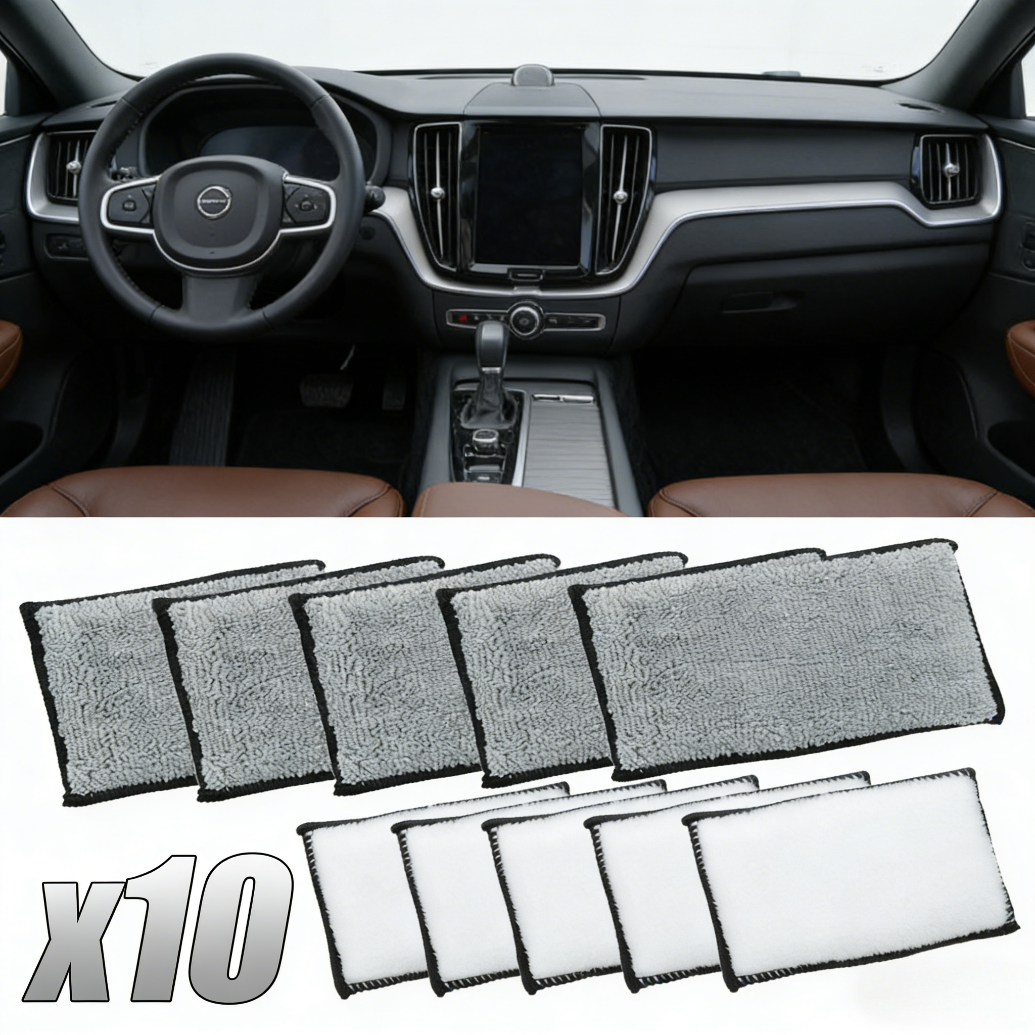 Leather Cleaner Interior - 10Pcs Soft Double-Side Microfiber Scrubbing Sponge,