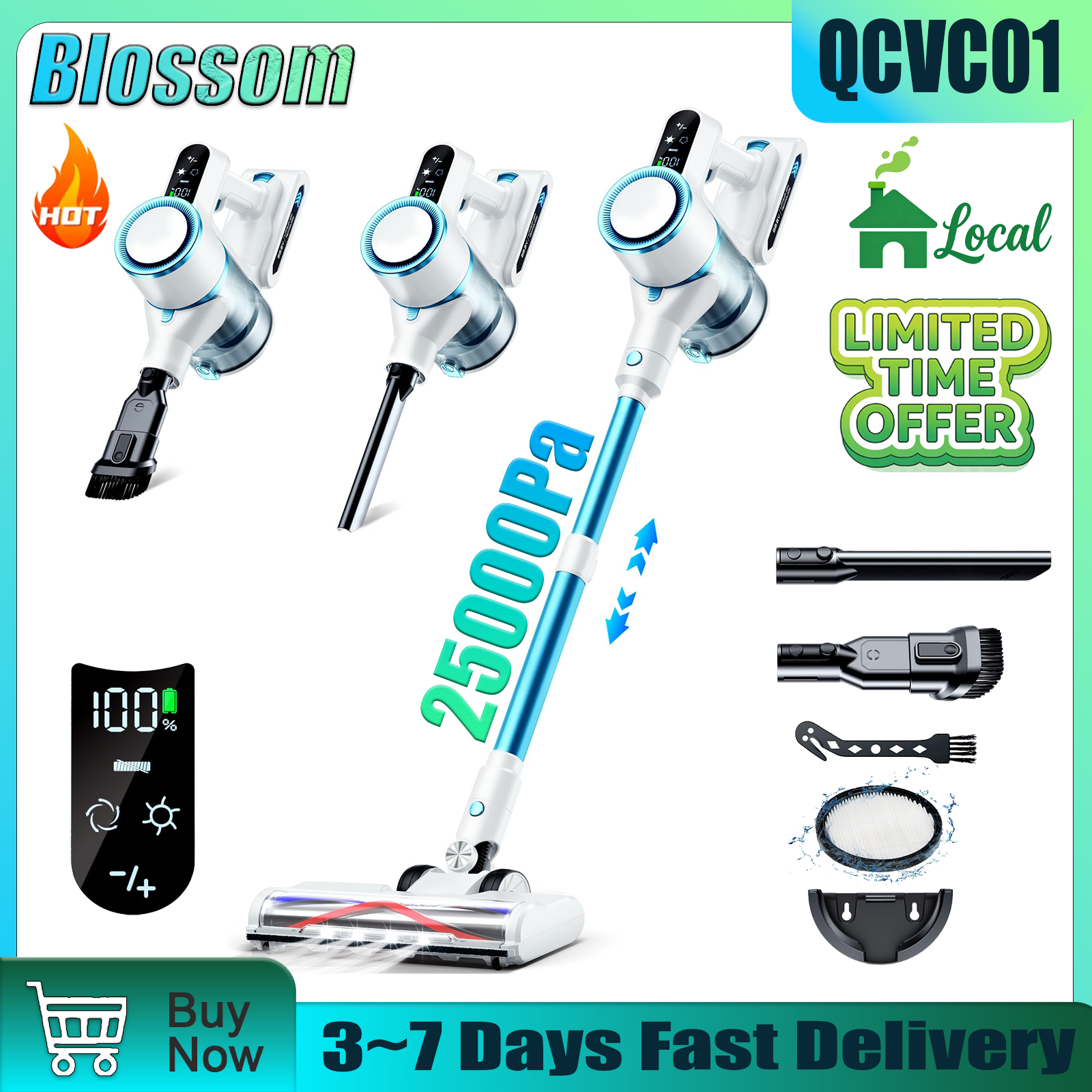 Blossom QCVC01 Wireless Vacuum – обзор и цена Car Cleaning Brush
